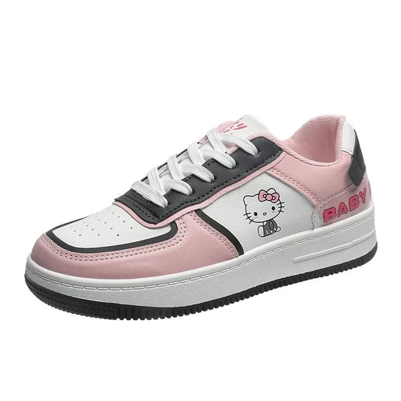 Kawaii Hello Kitty Kuromi Women's Shoes Fashion Breathable Sneaker Leather Cartoon Cute Female Sneakers