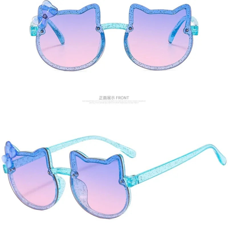 Hello Kitty Sunglasses Cartoon Anime Cute KT Cat Children Glasses Ultraviolet-proof Girls Photography Props Holiday Gifts