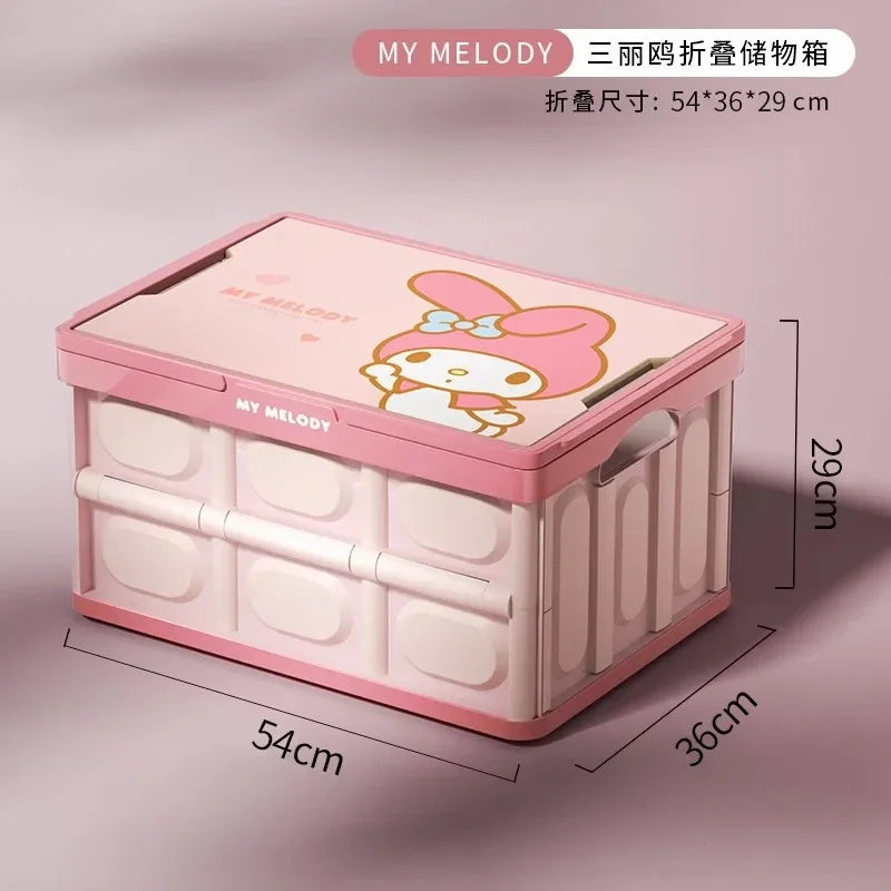 Sanrio Kawaii Anime Hello Kitty Car Trunk Storage Box Cute Outdoor Camping Portable Glove Box Foldable Car Storage Box Kids