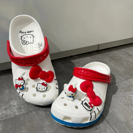 Hello Kitty Hole Sandals Slippers Kt Cat Sandals Kawaii Eva Anime Home Beach Shoes Summer Slippers Adult Kids Gift