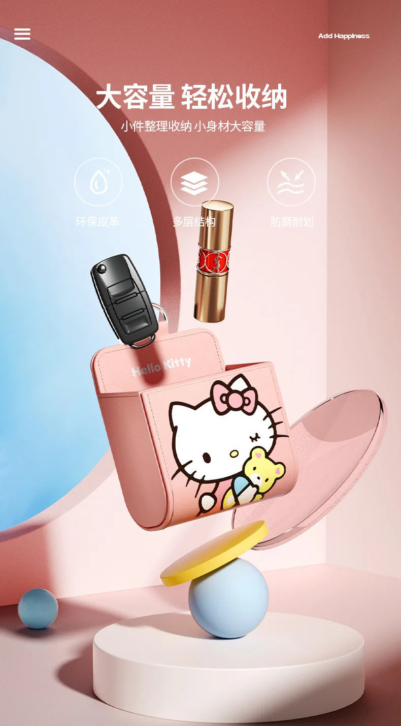 Kawaii KT Cat Car Air Outlet Storage Bag Hello Kitty Storage Box Multifunctional Auto Organizer Box Car Decor Accessories