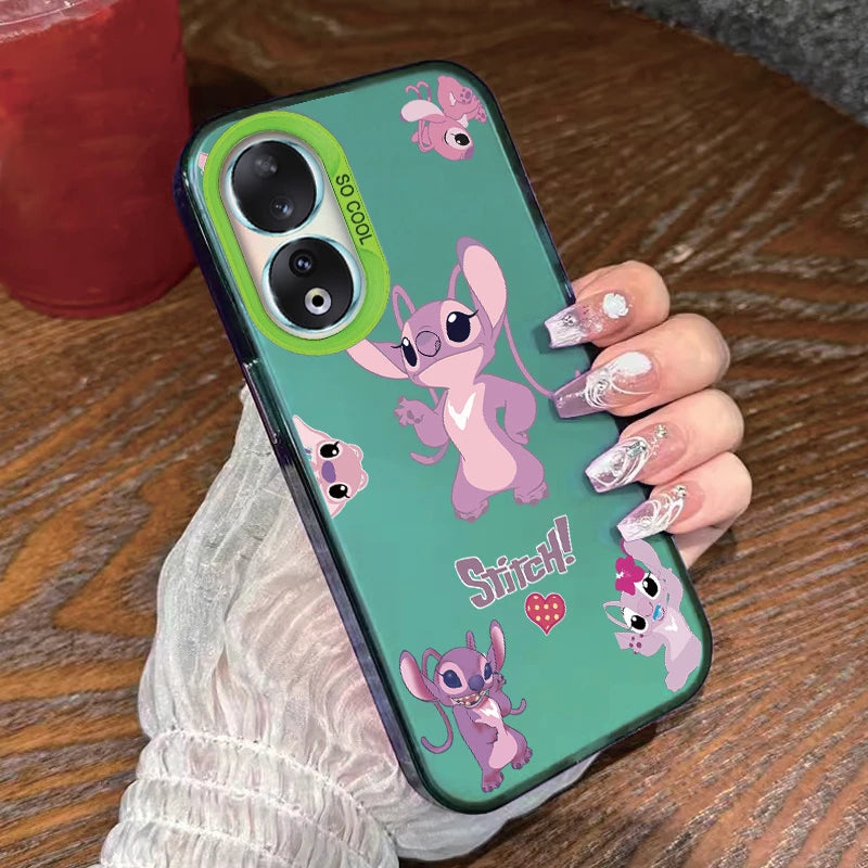 For Honor 90 Phone Case Lilo Stitch Big Eye Cute Cartoon Lovely Cover Matte Laser Coque For Honor 90 Fundas Honor90 Bumper