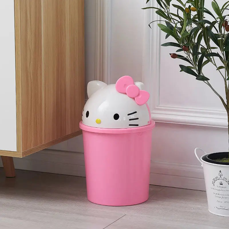 New Hello Kitty Home Bedroom Living Room Bathroom Kitchen Large Trash Can Small Kawaii Cartoon Adult Desk Trashes Can