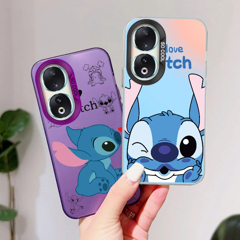 For Honor 90 Phone Case Lilo Stitch Big Eye Cute Cartoon Lovely Cover Matte Laser Coque For Honor 90 Fundas Honor90 Bumper