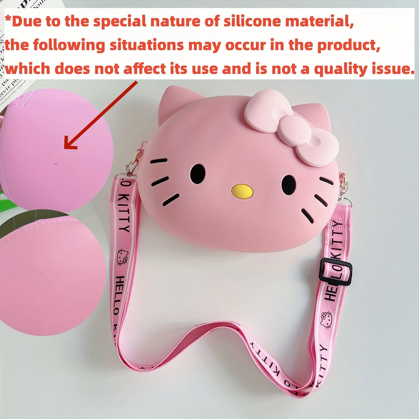 Hello Kitty Small Bag Adorable 3D Cartoon Cute Silicone Zipper Bag Kawaii Waterproof Crossbody Bag Coin Purse Birthday Gift Toys