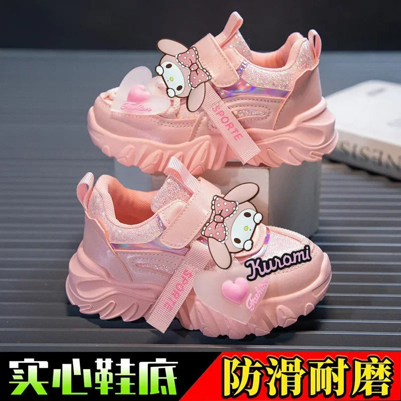 hello kitty Sneakers girls high-top sports shoes kuromi spring and autumn new cartoon casual shoes children's board shoes