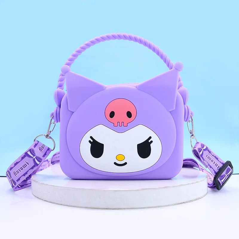 Bag Kawaii Hello Kitty Cinnamoroll Silica Gel Shoulder Bags Kuromi My Melody Coin Purse for Girl Cute Doll Handbag Gift