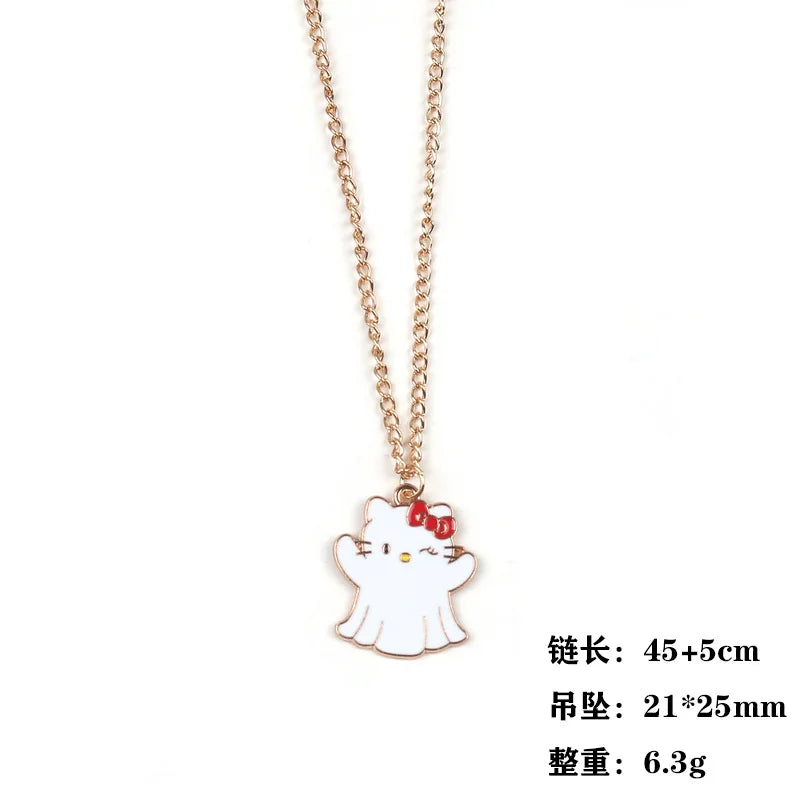 2025 Halloween Necklace Kawaii Anime Hello Kitty Transform Demon Ghost Pumpkin Alloy Pendant Jewelry Pendant Gifts Toys