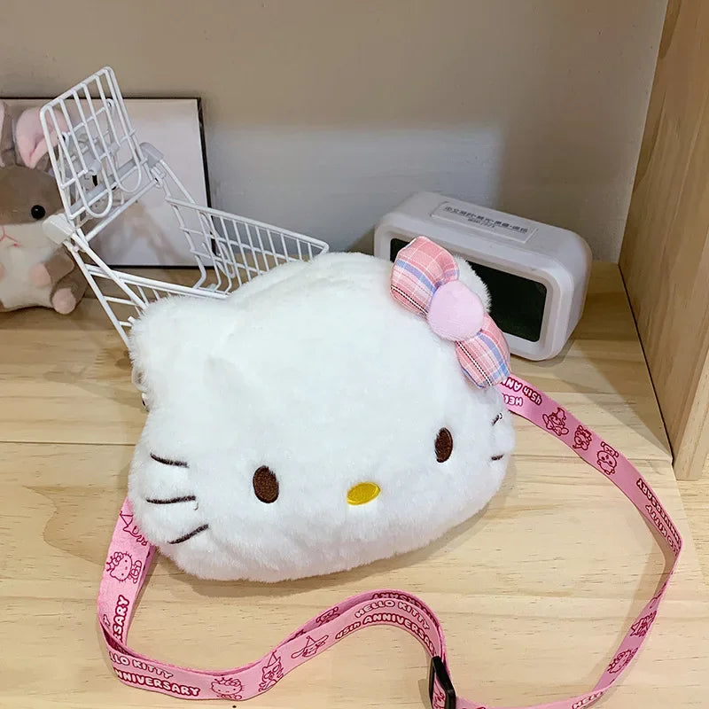 Hello Kitty Plush Shoulder Bag Cute Cartoon Girl & Child Coin Purse Fashion Convenient To Carry Cosmetic Bag Holiday Gifts