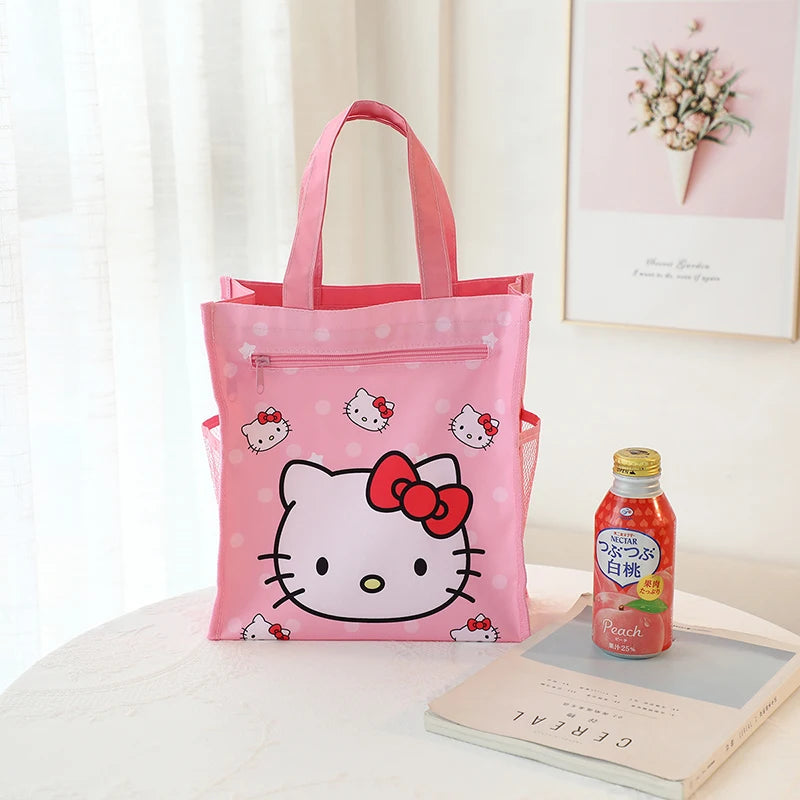 Sanrio Hello Kitty Water Proof Handbags Cute Kuromi Double Layer Tote Bag Cinnamoroll Melody Anime Art Pack Shopping Bag Gifts