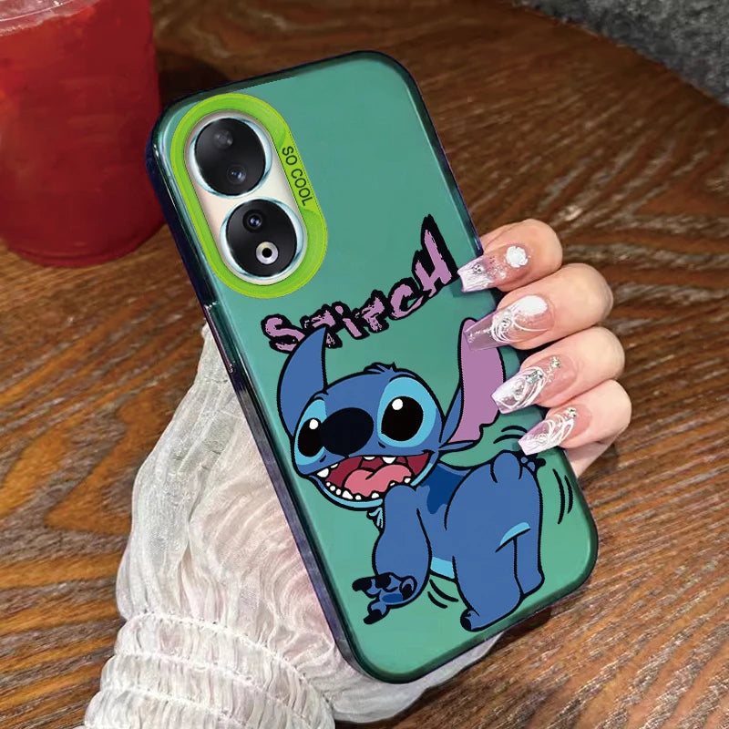 For Honor 90 Phone Case Lilo Stitch Big Eye Cute Cartoon Lovely Cover Matte Laser Coque For Honor 90 Fundas Honor90 Bumper