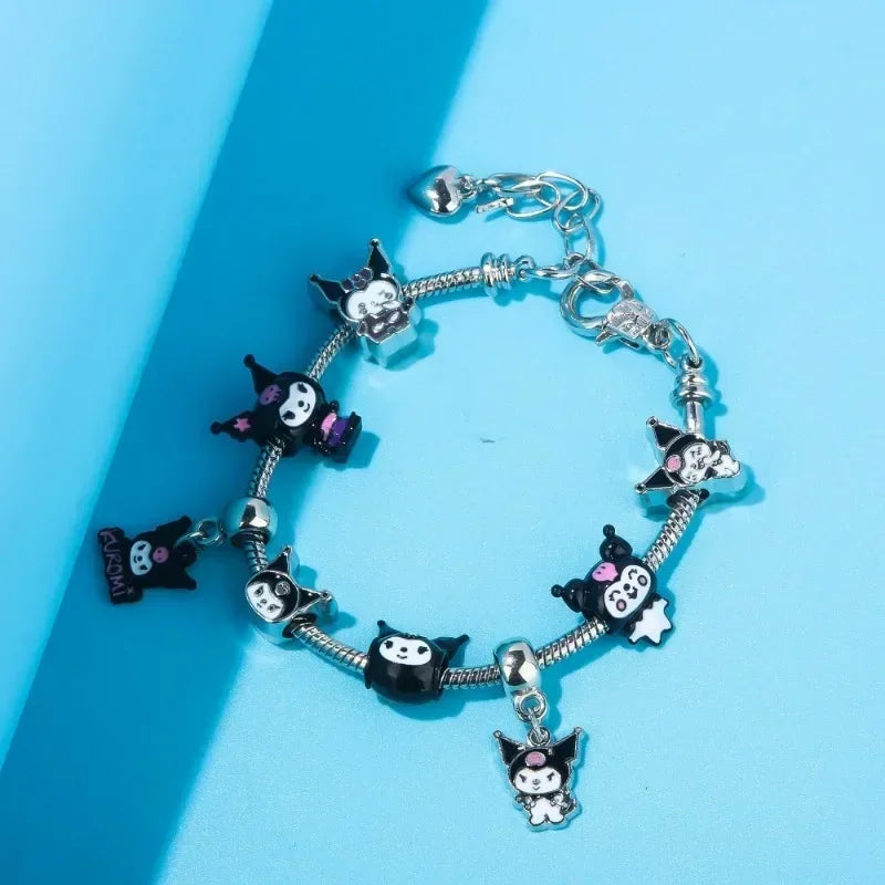 Sanrio Kuromi Pandora Bracelet Cartoon Anime Cute Bead String Fashion Charm Jewelry Halloween Bracelet Girl&Child Holiday Gifts