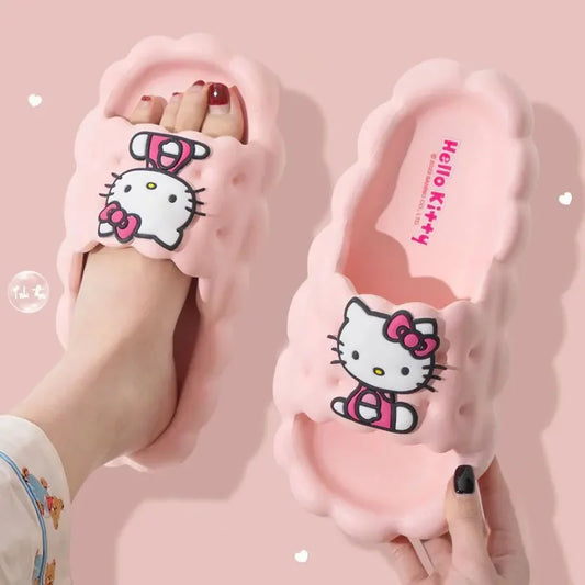 Anime Hello Kitty Slippers Kuromi Women Indoor Slippers Anti-Slip House Flat Slipper Couples Slides Spring Summer