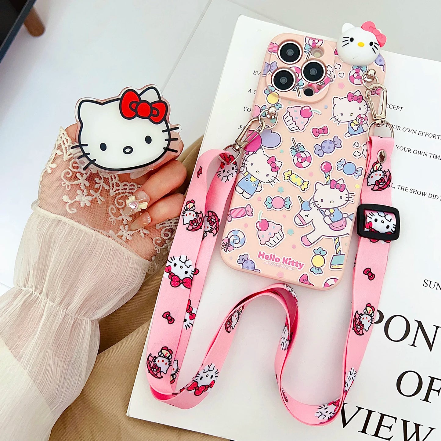 For Samsung Galaxy Note 8 9 10 20 Ultra Plus Note 10 lite A 01 10 20 30 50 70 Hello Kitty Park Case With Holder Rope