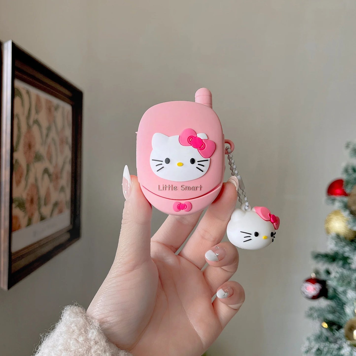 3D Phone Hello Kitty Case For Airpods 4 Generation Mirror Blue Earphone Cover For Airpods1 2 3 Pro Soft Silicone Protective Case