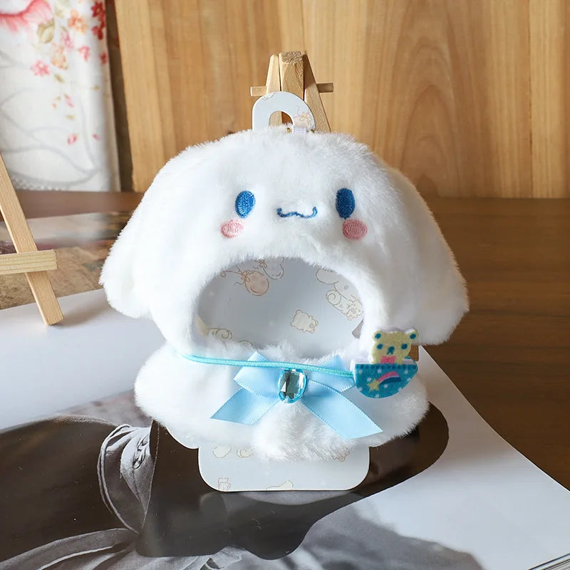 Anime Sanrio Hello Kitty Doll Clothing Pendant Kawaii Cinnamoroll Kuromi Plush Cape Key Bag Chain Decoration Children Gifts