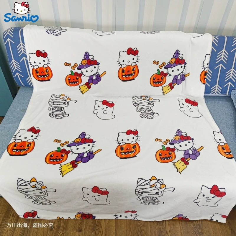 New Hot Halloween Ghost Pumpkin Hello Kitty Plush Cartoon Large Flannel Blanket Cute Cotton Sofa Nap Blanket Bed Sheet