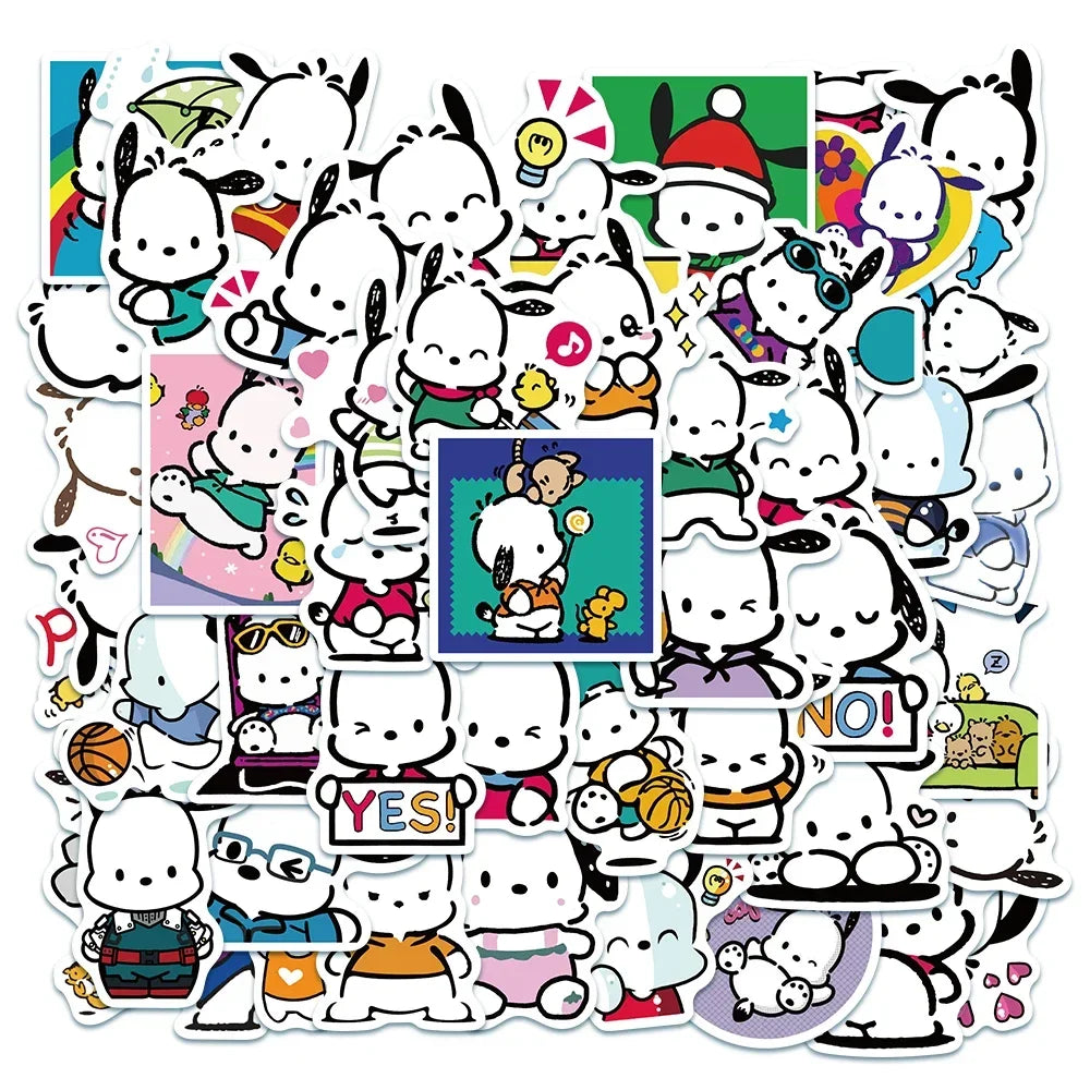 Kawaii Hello Kitty Stickers My Melody Kuromi Decals for Kids DIY Waterproof Laptop Phone Diary Cute Cartoon Sanrio Sticker Toy