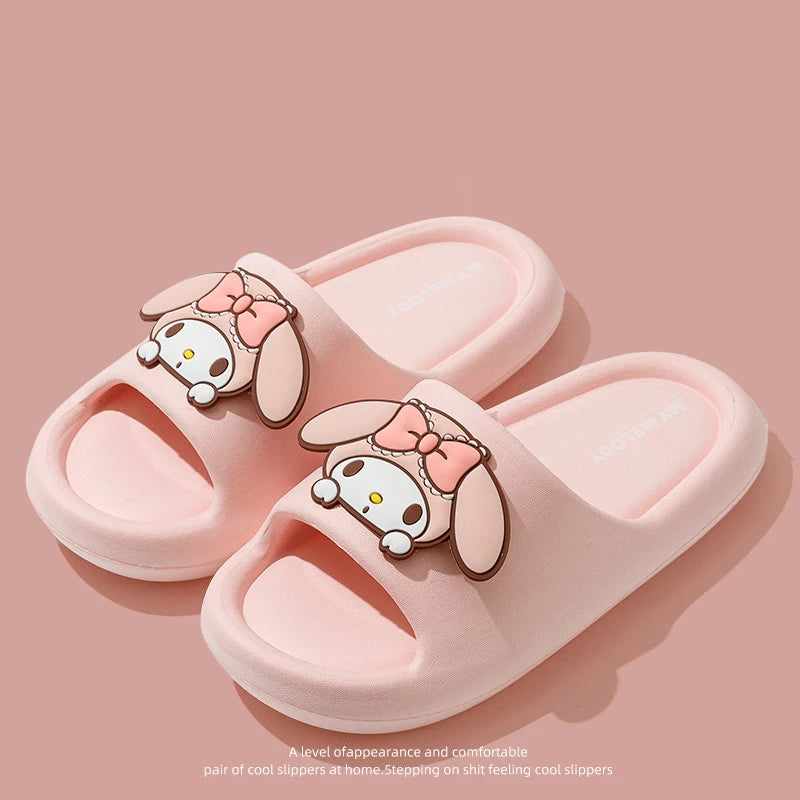 Family Slippers Cute Soft Lightnes Cloud Like In Door Slides Kuromi My Melody Pochacco Sweet Shoes For Kids EVA