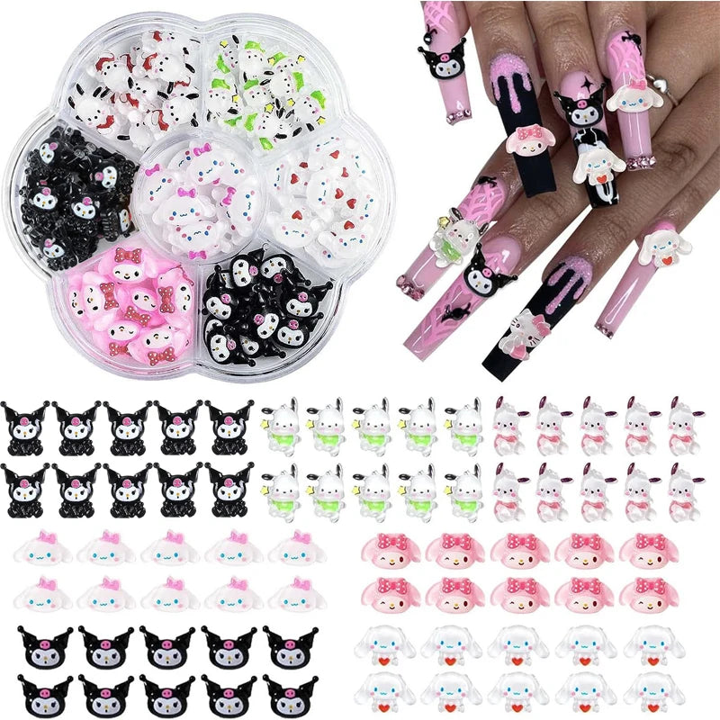 Hello Kitty DIY Nail Art Jewelry Decor Kawaii Kuromi Charms For Manicure DIY Nail Parts Rhinestone Toy Gift for Girls