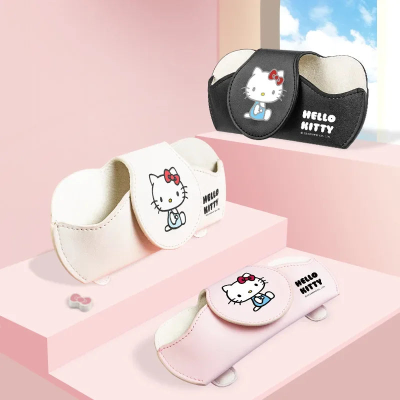 Kawaii Hello Kitty Anime Car Glasses Case Sun Visor Glasses Case Clip-On Sunglasses Multifunction Accessories Storage Hot