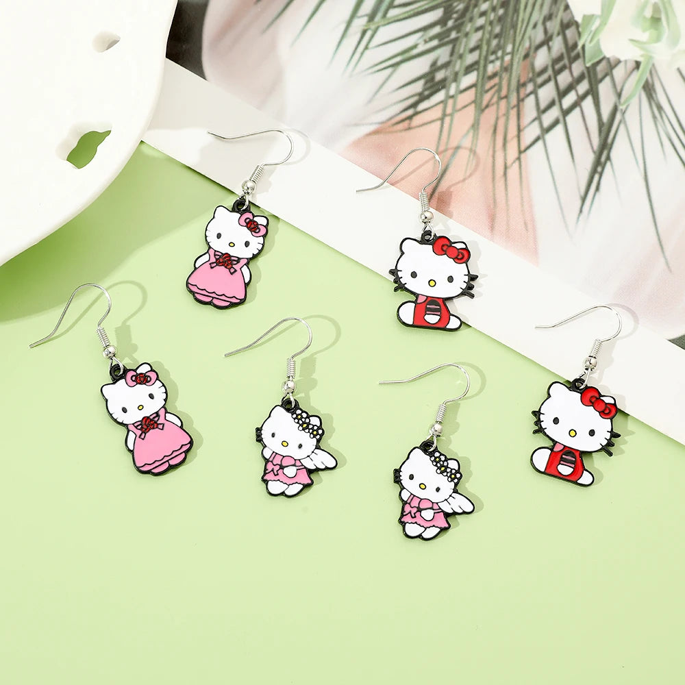 Cartoon Hello Kitty Diverse Modelling Earrings Personalized Girls Dress Up Youth Cute Campus Style Earrings Gift