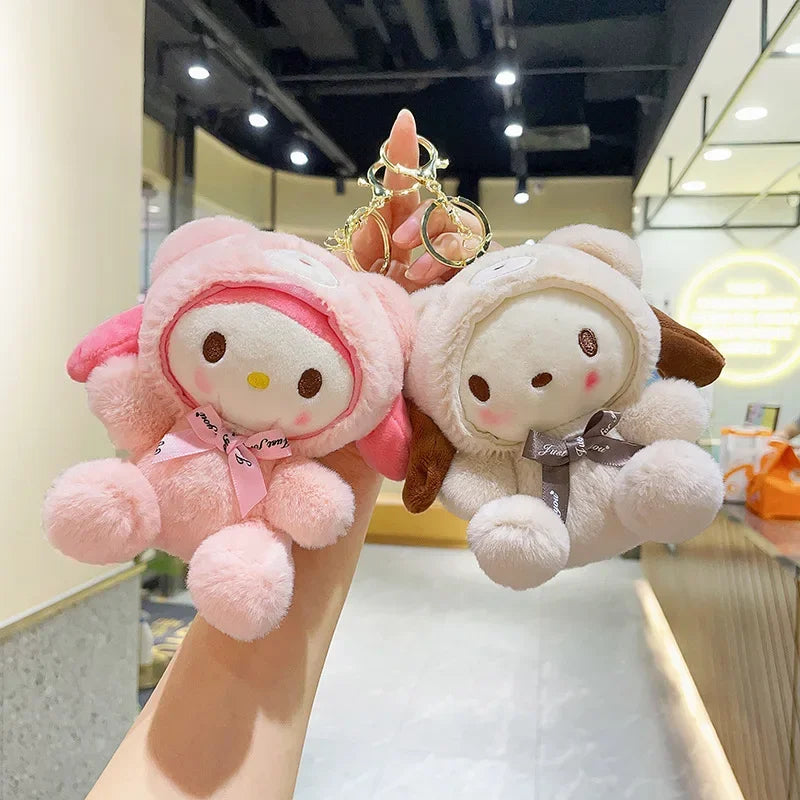 Cross-dressing Cute Kawaii Hello Kitty My Melody Cinnamoroll Bag Plush Pendant Doll Doll Cartoon Keychain Doll Toy Gift