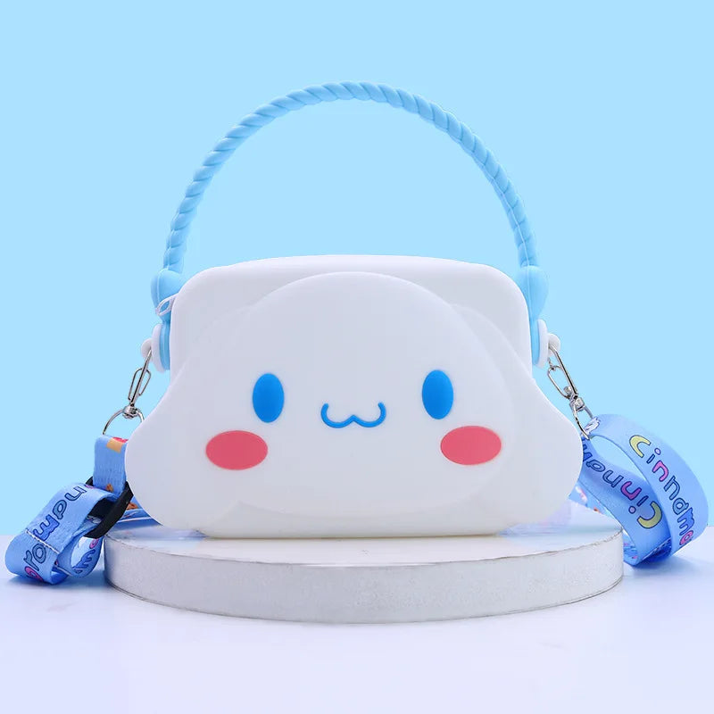 Bag Kawaii Hello Kitty Cinnamoroll Silica Gel Shoulder Bags Kuromi My Melody Coin Purse for Girl Cute Doll Handbag Gift