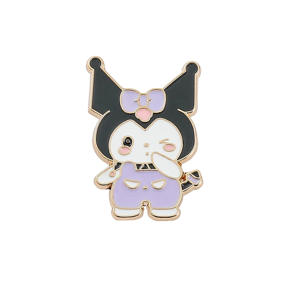 Anime Kitty Cat Enamel Brooch for Backpack Accessories Cute Kuromi Pochacco Metal Button Pins Jacket Badge Jewelry Accessories