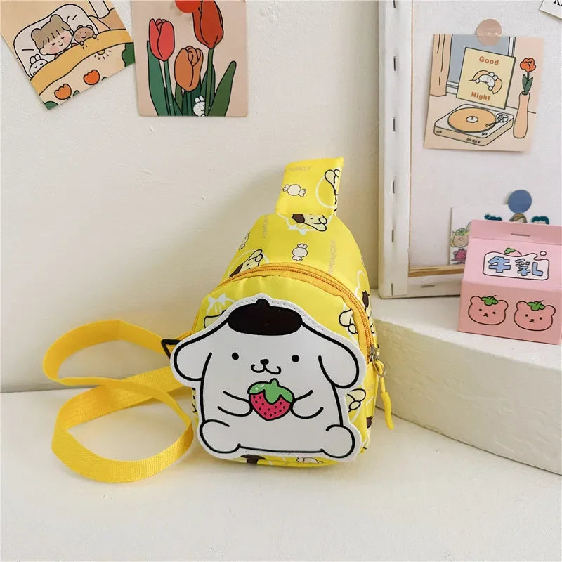 Kawaii Hello Kitty Chest Bag Crossbody Bags Kuromi My Melody Cinnamoroll Messenger Shoulder Handbag for Women Toys Girls