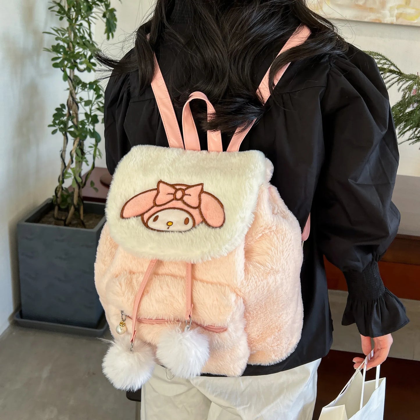 Kawaii Sanrio Anime Cartoon Hello Kitty Kuromi Melody Cute Plush Sanrio Backpack Kt Cat Kurome Pacha Dog Student For Girl Gift