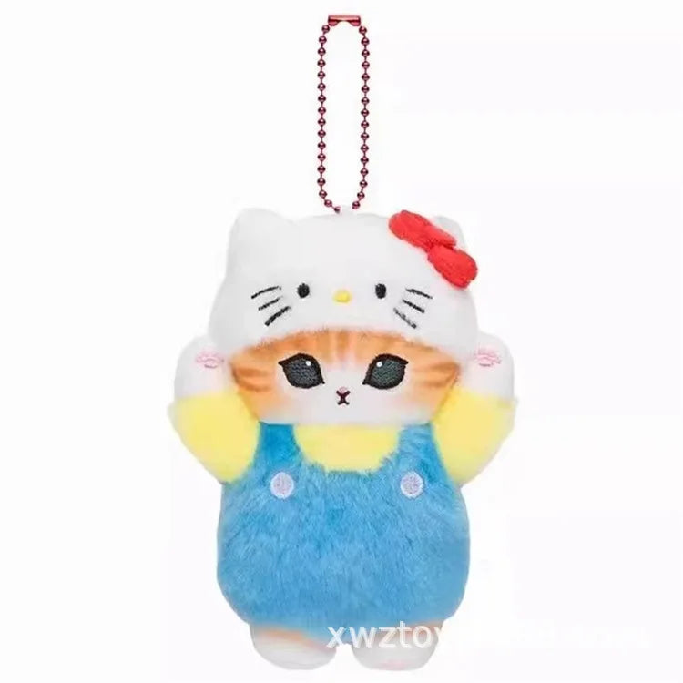 Kawaii Plush Keychain Pendant Cartoon Mofus and Shark Cat Cross-Dressing Hello Kitty Kuromi doll stuff Backpack Decor Toys