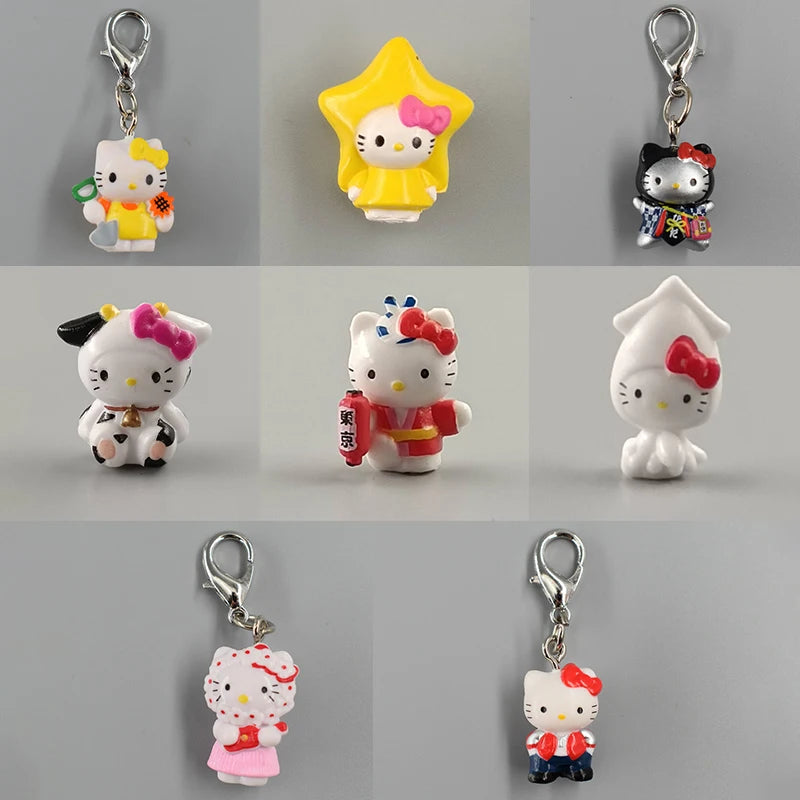 Kawaii Hello Kitty Toys Keyring Anime Cute Dress Up Gachupin Doll Y2K Keychain Pendant Accessories Gift