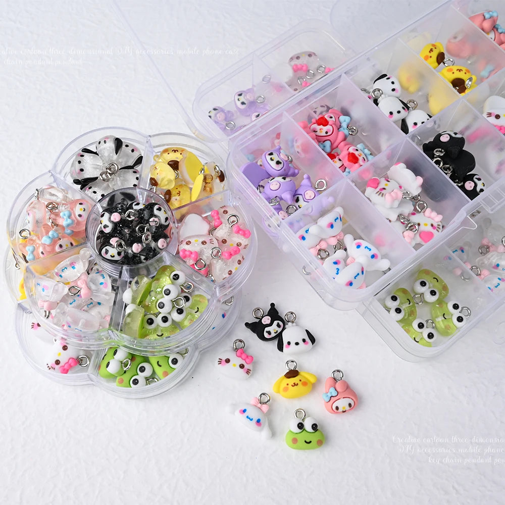 35/50pcs Kuromi Hello Kitty Pendant Charms for Earring Bracelets Necklace Jewelry Making DIY Pendants Keychain Accessory