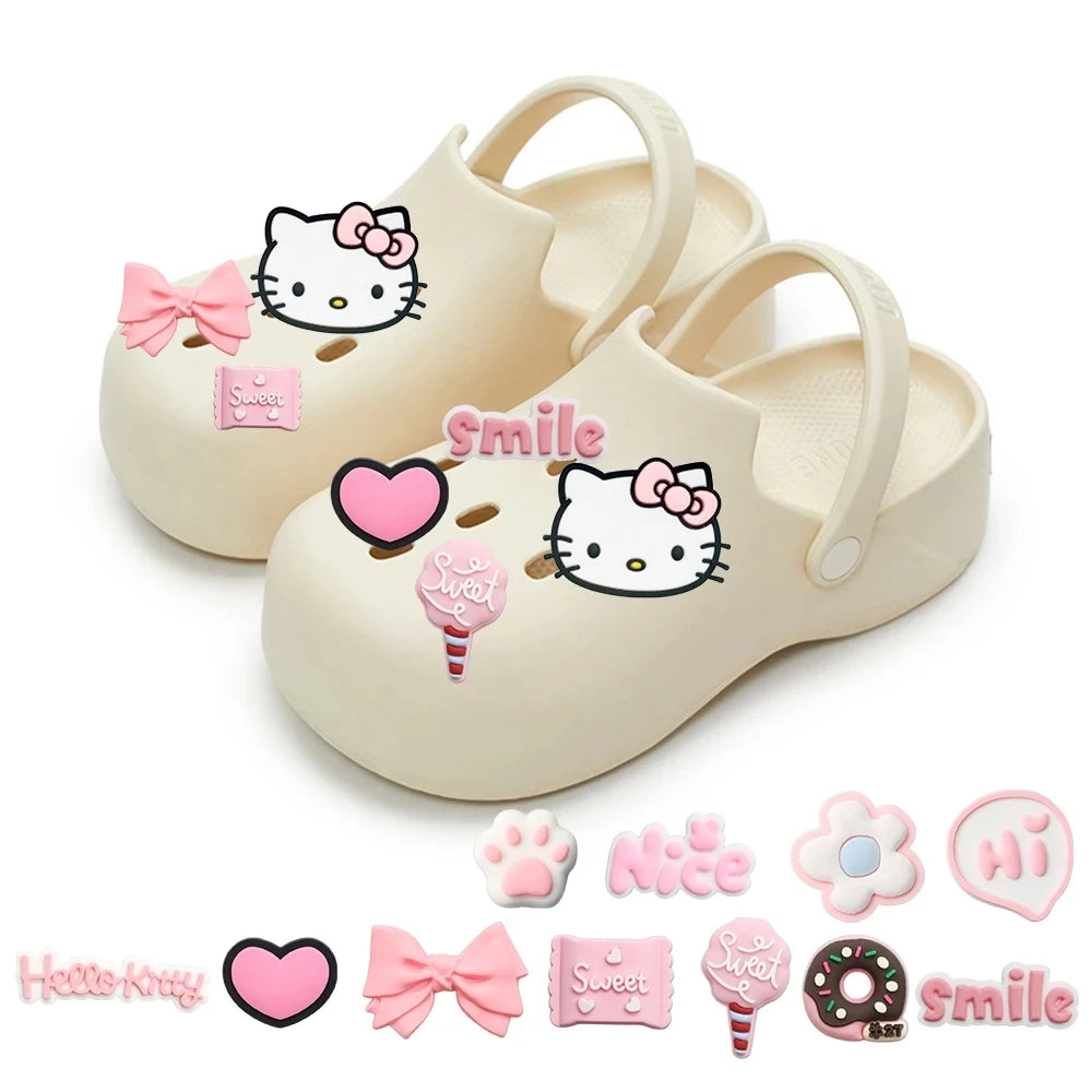 Pink Hello Kitty Charming Shoe Accessories Cute Cartoon Characters Detachable Shoe Buckles New Sandals Decoration Gift