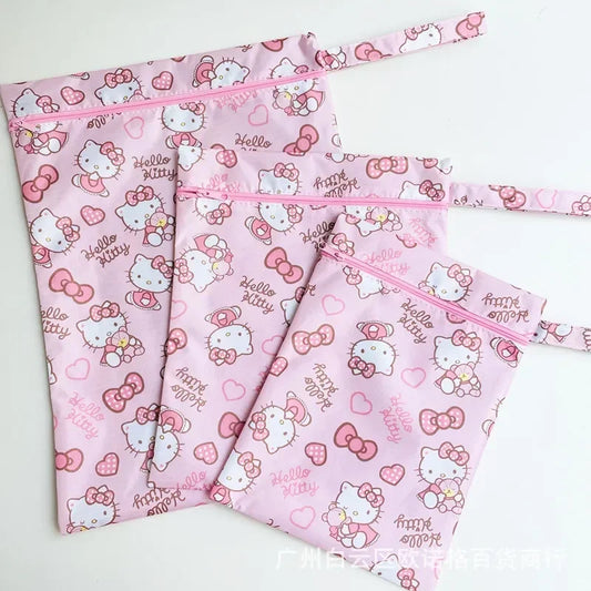 3pcs hello kitty underwear socks storage bag travel out bag cinnamon my Melody baby bottle diaper towel handbag file bag