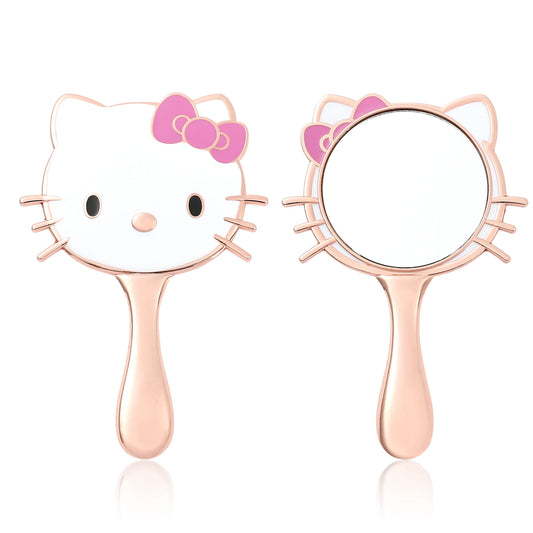 Cartoon Cute Hello Kitty Mirror Rose Gold 1 Piece Metal Handheld Cosmetic Mirror Portable Suitable for Holiday Gifts for Girls