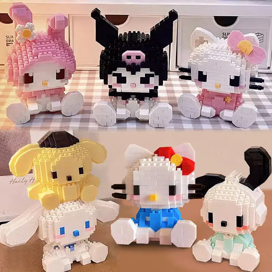 Sanrio Anime Hello Kitty My Melody Cinnamoroll Pompompurin Kuromi Building Blocks Girl Kid Holiday Christmas Gift