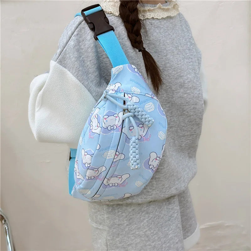 Kawaii Chest Bag Cinnamoroll Kuromi Phone Package Shoulder Bag Waist Storage Pouch My Melody Hello Kitty Coin Purse Gift