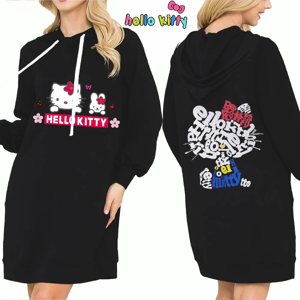 Hello Kitty Top Y2k Clothes S-3XL Kawaii 2025 Lovely Autumn/winter Sweatshirts Women's Hoodie Dress Anime Streetwear Hoody Woman