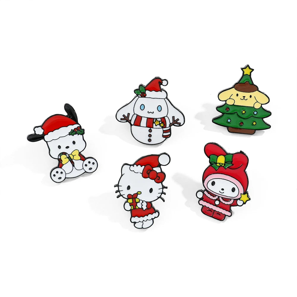 5 Pcs Cartoon My Melody Brooch Fashion Pochacco Hello Kitty Enamel Pin Clothing Hat jewelry Metal Badge Accessories Gift