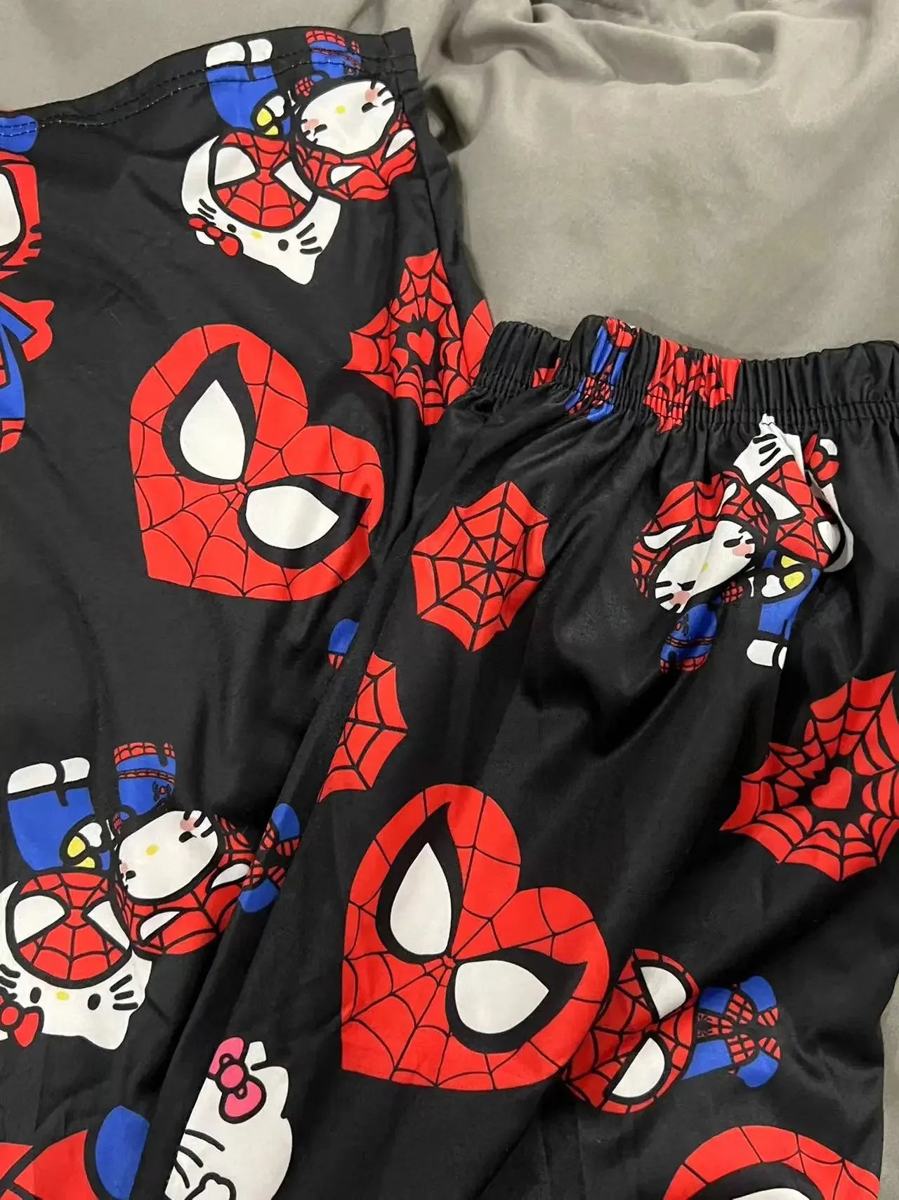 Hello Kitty Spider-Man anime pajama Pants Y2K cartoon loose slacks Family clothing Couple pants Girl gift