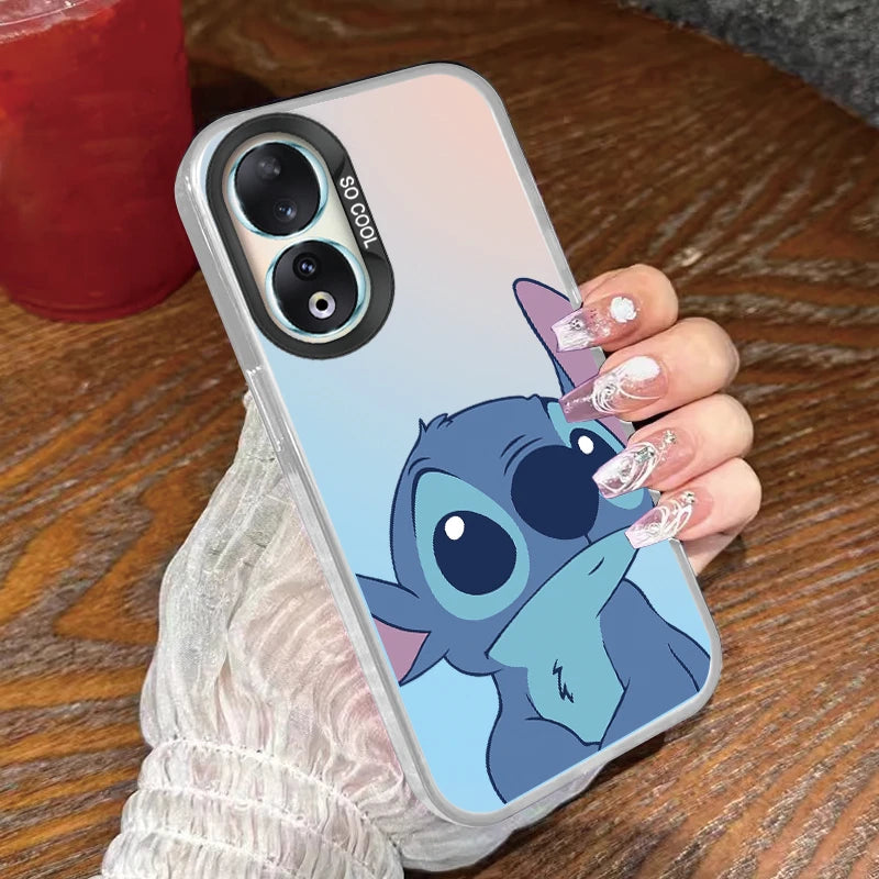 For Honor 90 Phone Case Lilo Stitch Big Eye Cute Cartoon Lovely Cover Matte Laser Coque For Honor 90 Fundas Honor90 Bumper