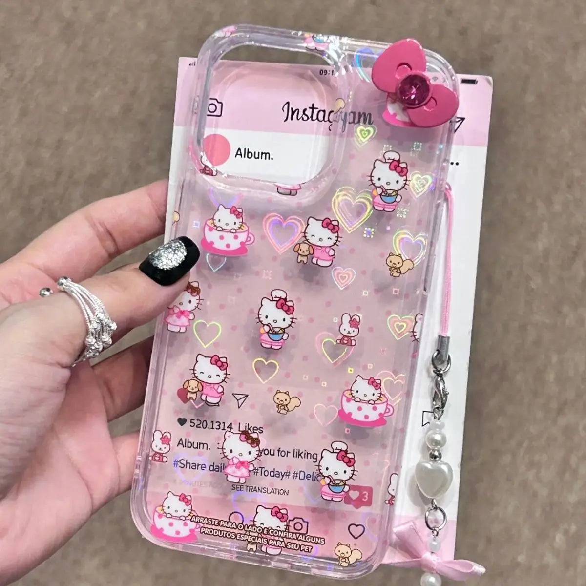 Hello Kitty Full Screen KT Phone Case For iPhone 15 14 13 12 11 ProMax XR XS MAX 7 8 Plus Y2K Girl Cute Anti Fall Back Cover