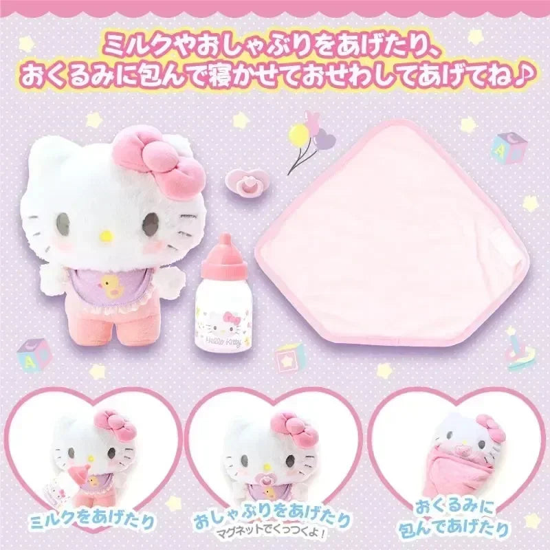 New Hello kitty Cinnamoroll My Melody Baby Dress Up Bottle Toy Set Gift Box Children's Kawaii Anime Character Doll Gift