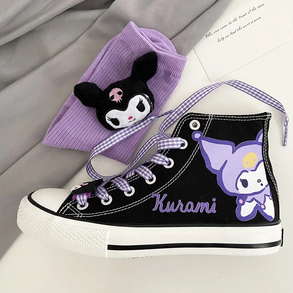 Original Kuromi High Top Canvas Shoes Rubber Non-slip Canvas Shoes Kawaii Student Japanese Girl Cute Cartoon Sneakers