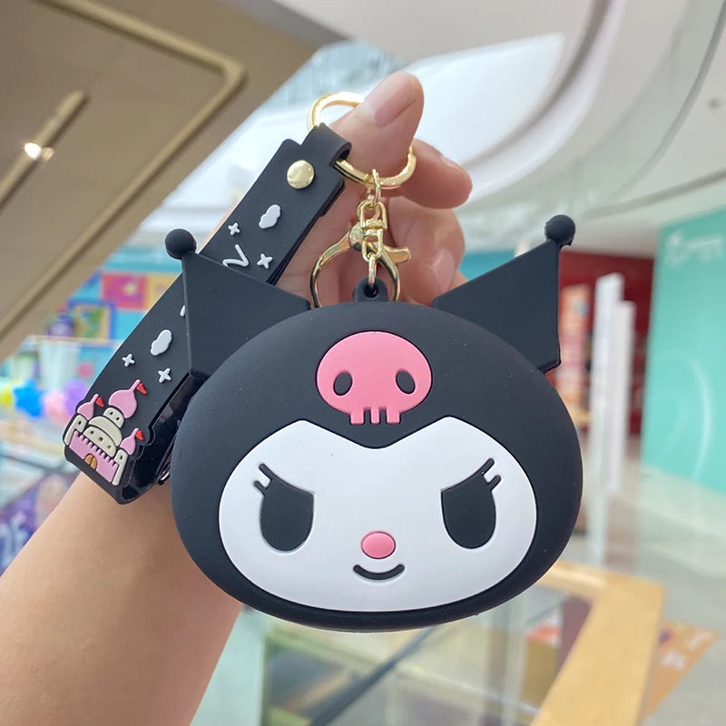 1PCS Kawaii Hello Kitty Kuromi Silicone Coin Purse Cinnamoroll Keychain Wallet Fashion Portable Keyring