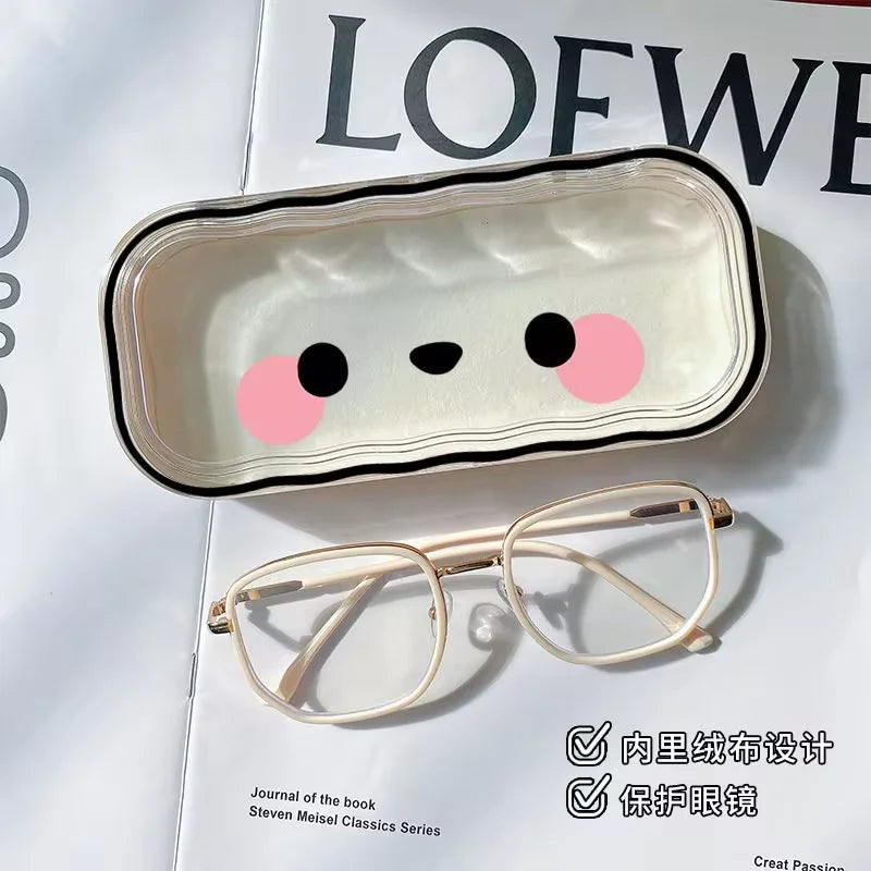 Hello Kitty Glasses Case Storage Box Anime Kawaii Cartoon Transparent Wave Sunglasses Protective Case Gifts for Girls