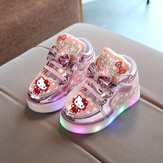 2025 spring autumn new Hello Kitty flashing lights girls casual shoes LED Melody sneakers boys girls shoes sneakers