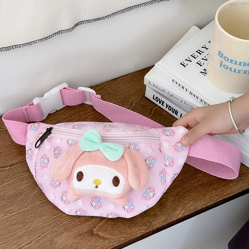 Kawaii Cinnamoroll Chest Backpack Hello Kitty Kuromi Messenger Bag My Melody Waist Pack Mobile Phone Bag Purses Kid Gift